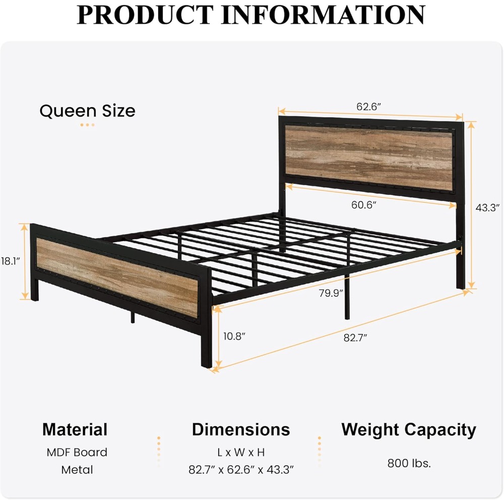 Heavy Metal Bed Frame King Siz - đánh giá và giá Pedal Platform Flat