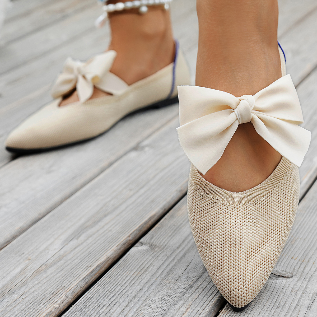 Women's New Pointy Knitted Bre - đánh giá và giá Pedal Platform Flat
