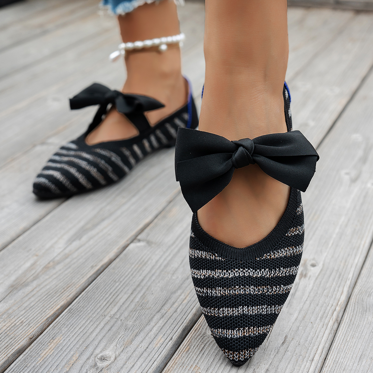 Women's New Pointy Knitted Bre - đánh giá và giá Pedal Platform Flat