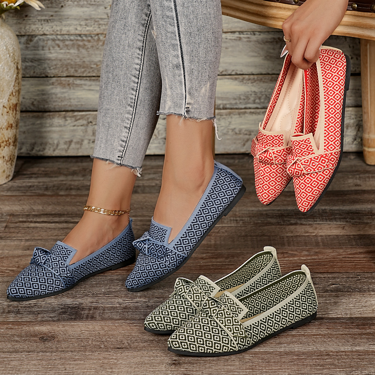 Fashion Print Knitted Flat Sho - đánh giá và giá Pedal Platform Flat
