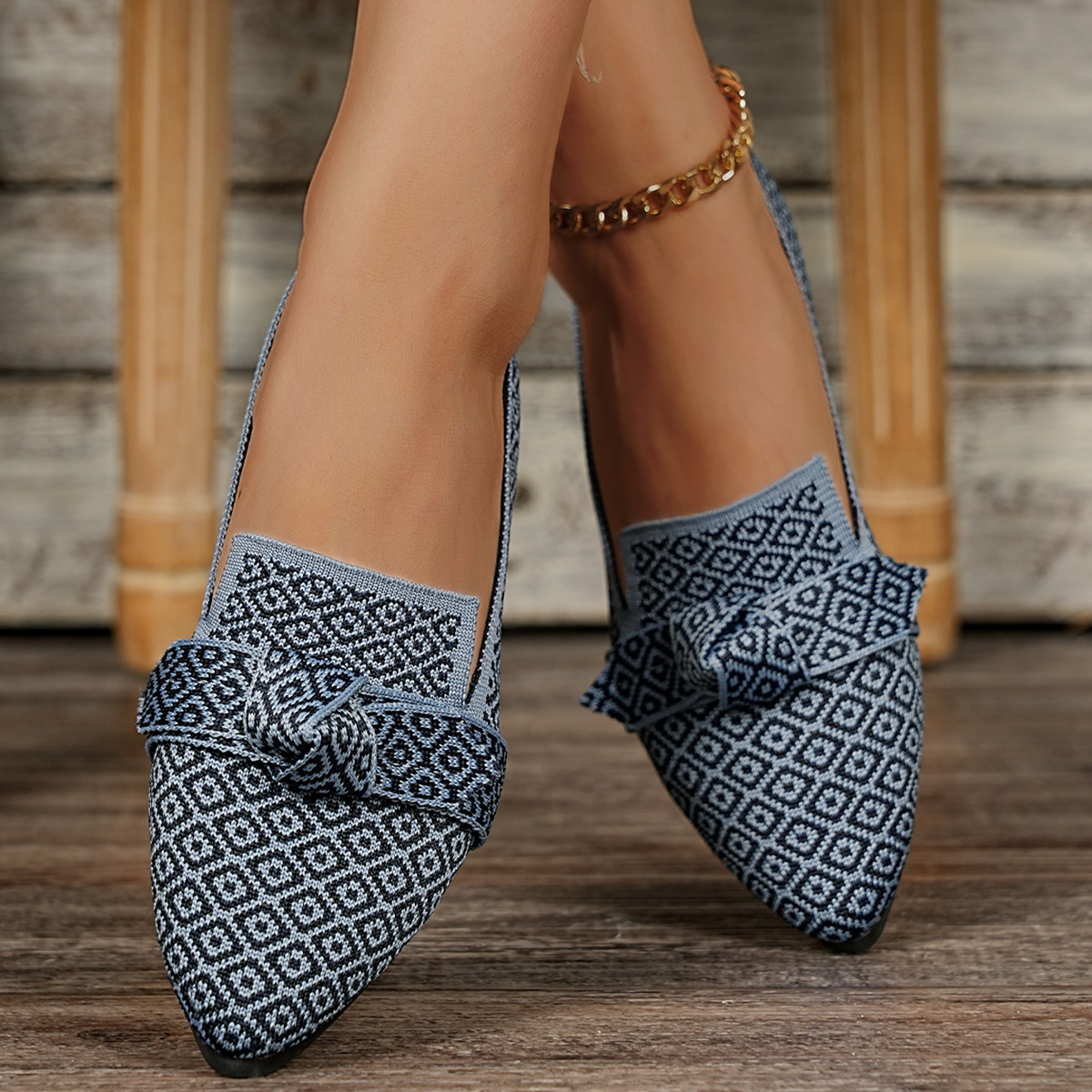 Fashion Print Knitted Flat Sho - đánh giá và giá Pedal Platform Flat