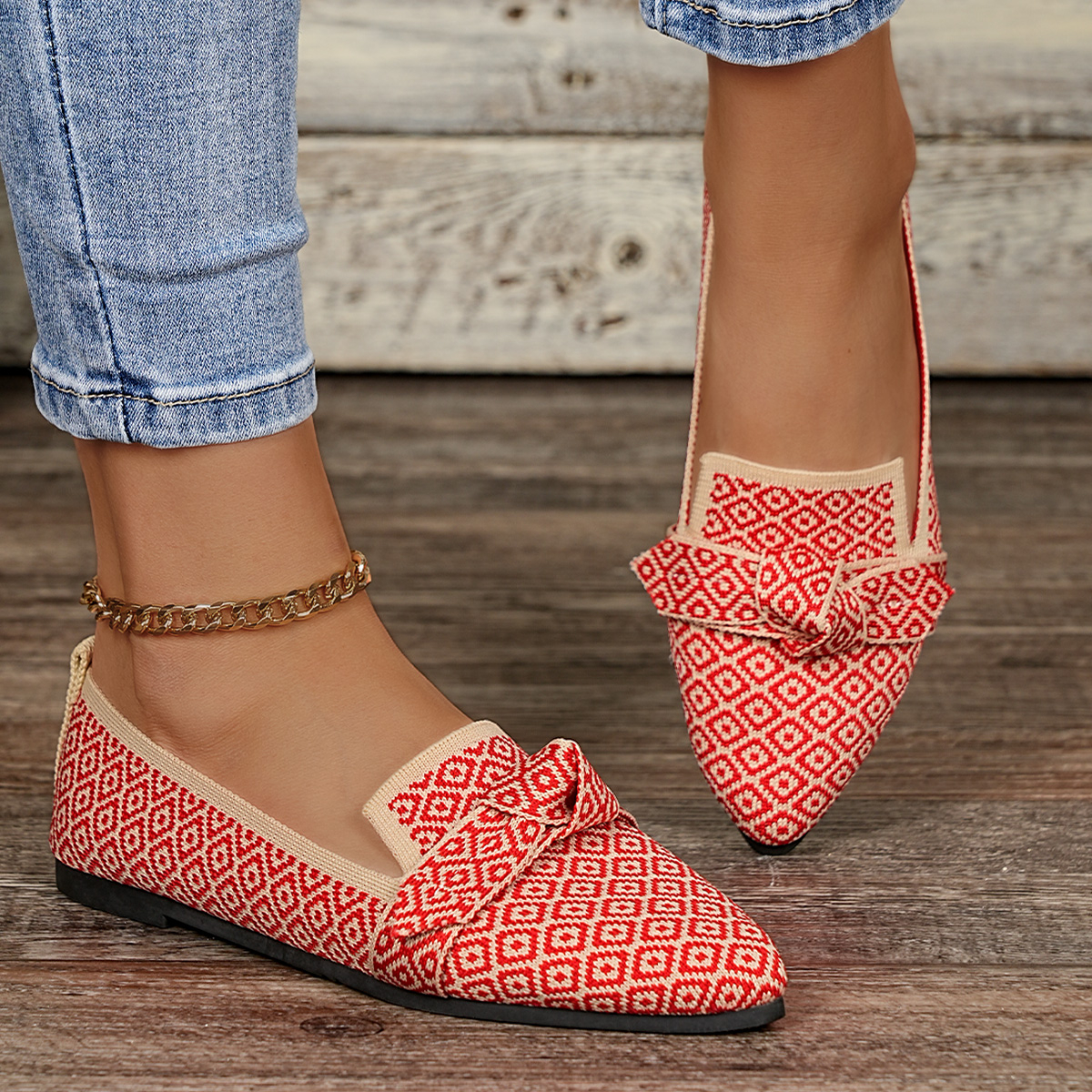 Fashion Print Knitted Flat Sho - đánh giá và giá Pedal Platform Flat